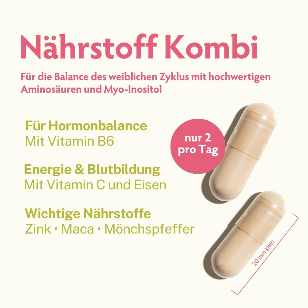PuriaFAM® Zyklus - 180 Zyklus Tabletten - Maca, Mönchspfeffer, Shatavari, Inositol, Frauenmantel, Eisen - Vegane Hormon Balance