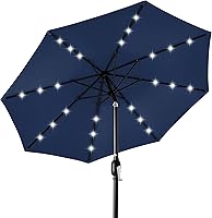 Best Choice Products 10ft Solar LED Patio Umbrella with Tilt, UV-Resistant Water-Resistant Polyester Fabric