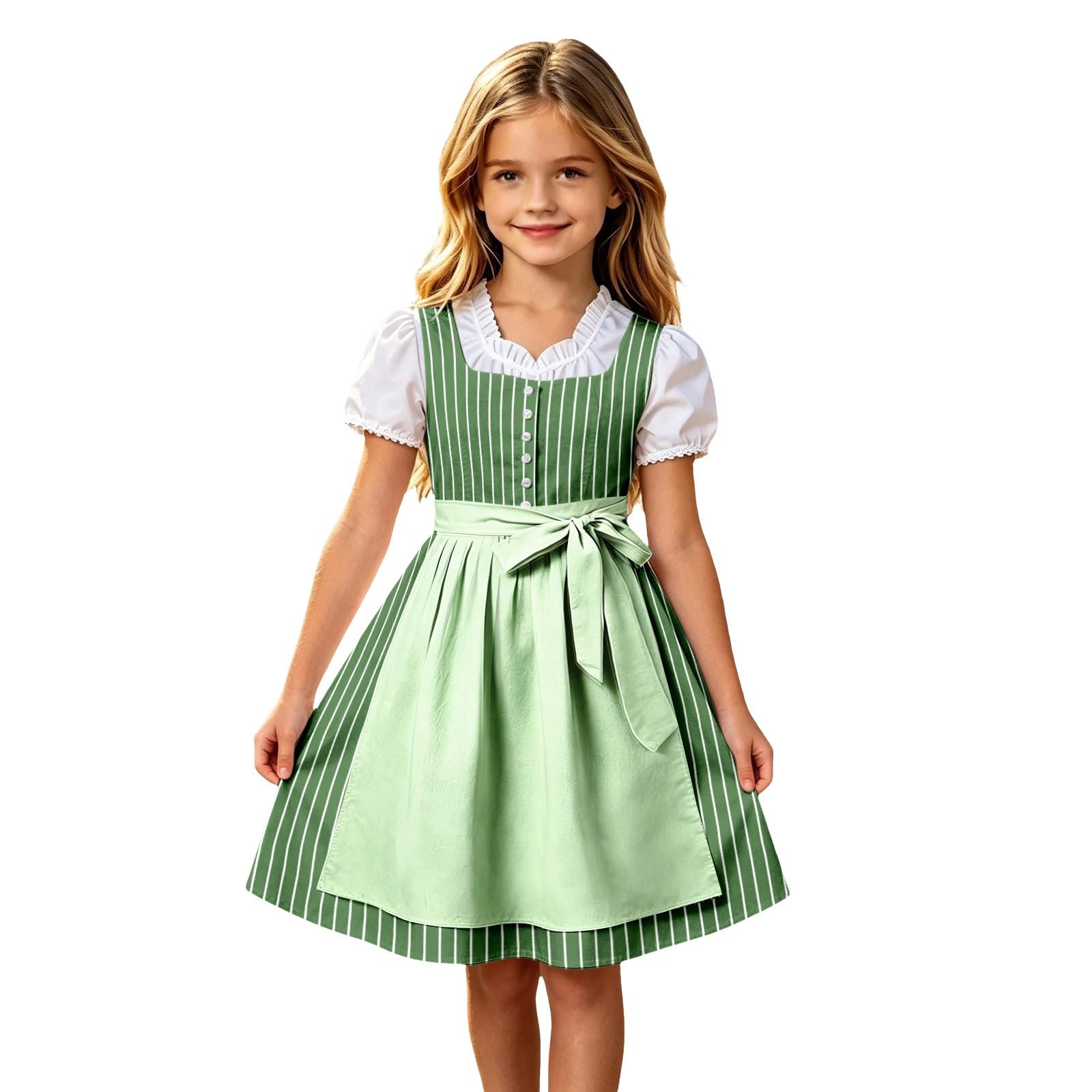 Girls Oktoberfest Costume Bavarian Beer Festival Dirndl Dress with Apron โ image 1
