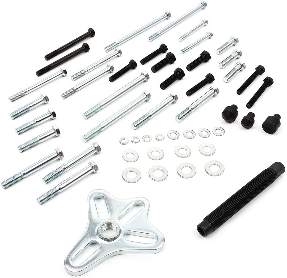 13pcs Harmonic Balancer Puller Set Steering Wheel Puller Kit Flywheel Puller Crankshaft Pulley and Gears Removal Set w/Case for Most Vehicles Pickups SUVs