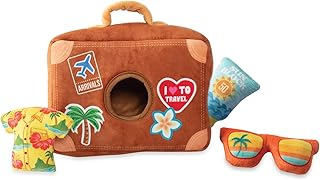 Fringe Studio Hide & Seek Burrow Plush Dog Toy Set, Pack Your Bags(289213), Multicolored