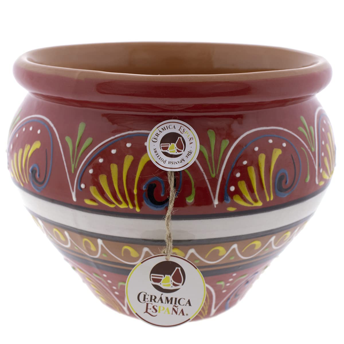 CERÁMICA ESPAÑA | Macetas de Barro Rojo | Macetas Decorativas | Macetas de cerámica | Macetas Exterior | Maceta Coco - Modelo D17 | Decoración 100% Hecho a Mano | 26x26x20 cm
