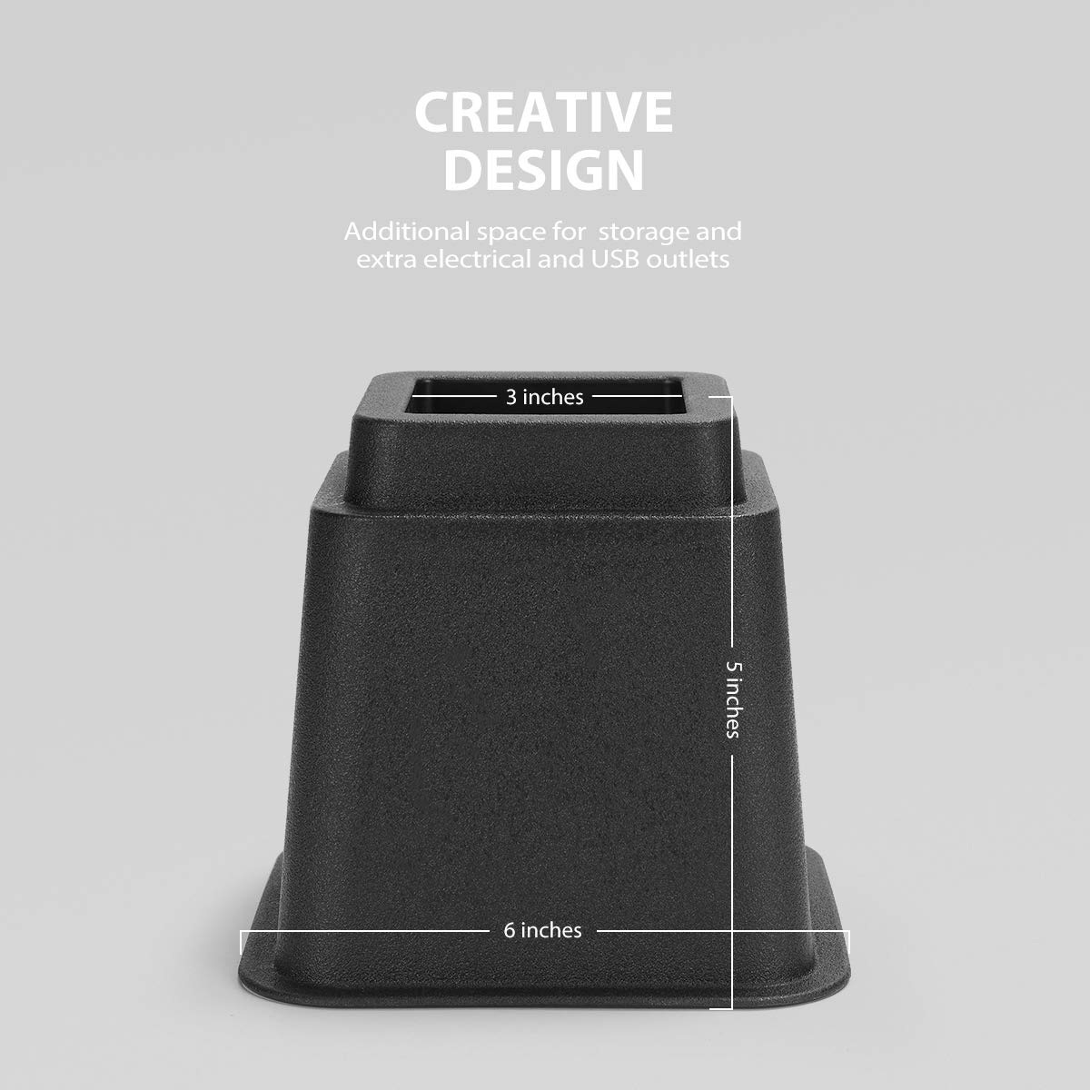 Tuffen Bed Riser with Power Outlet and USB Ports, Elevation in Heights 5 Inch Furniture Riser