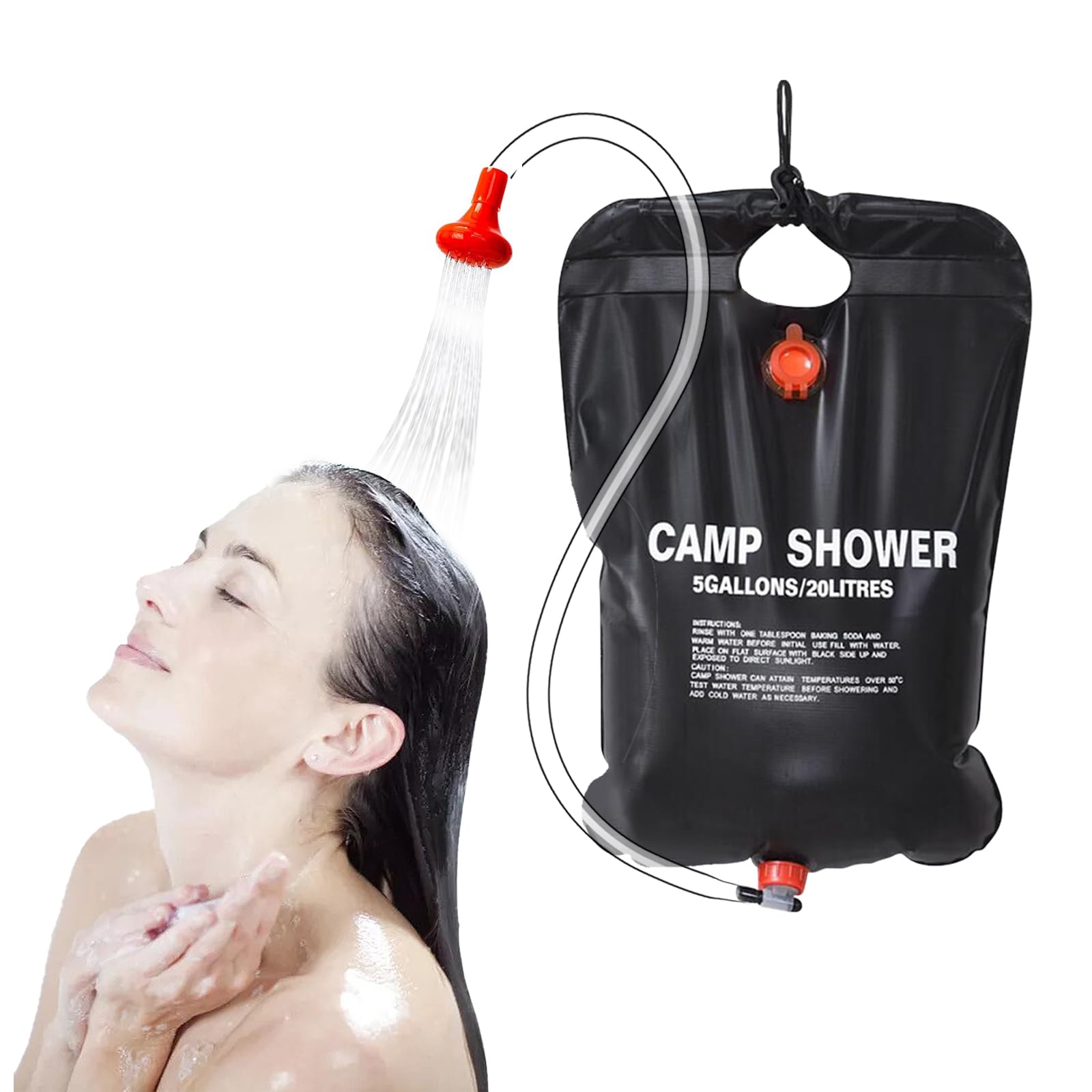 Doccia Solare Portatile 20L - Sacco Riscaldante Per Campeggio Con Indicatore Temperatura
