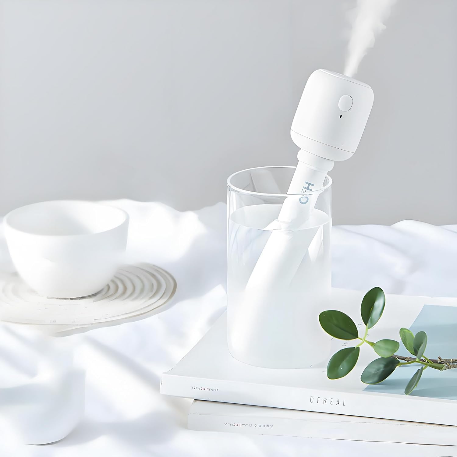 Portable mini humidifier stick, apply to all cup, water bottle, ultra quiet & delicate mist for bedroom, office desk, travel, car, convenient and efficient