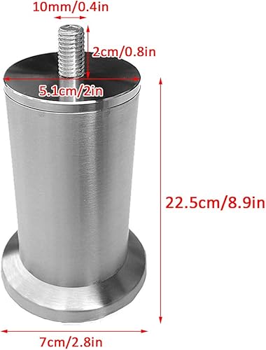 Miniatura 2 de Modernas patas de sofá de acero inoxidable cepillado M10, patas ajustables para muebles, patas de cama antideslizantes, patas de mesa de café, patas