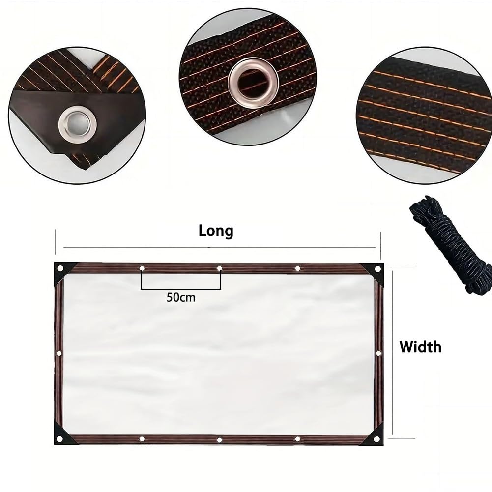 Telo Impermeabile Trasparente Resistente con Occhielli - Telo Trasparente per Esterni, Ideale per Serre, patii e Giardini - Disponibile in Misure da 2 m a 15 m (4,0 m x 10 m)