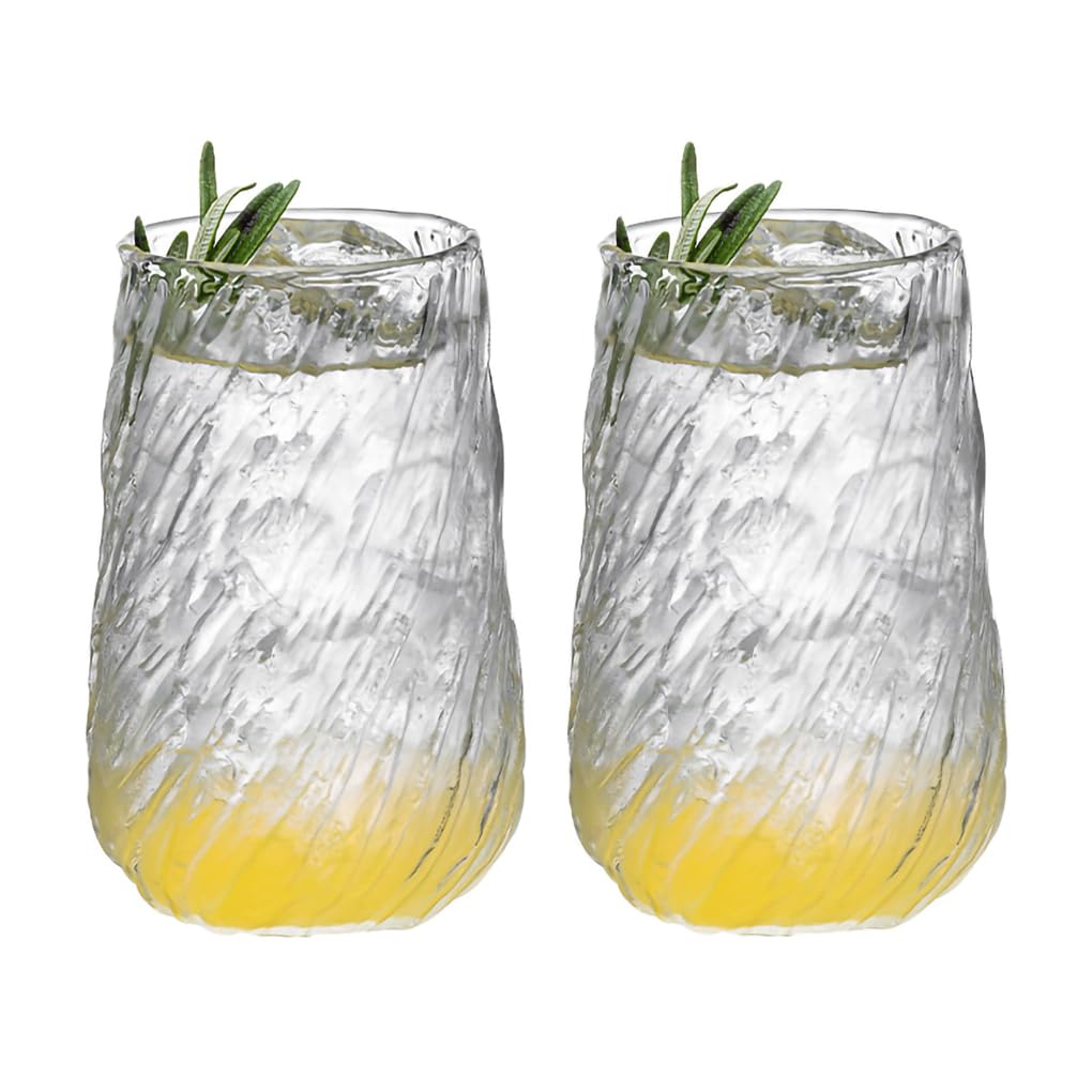 WAIT FLY Twill Glass Coffee Cups 12 OZ Drinking Glasses 2 PCS Glass Tumblers for Cocktail Beer Juice