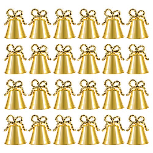Amytalk 24 Pack Golden Christmas Bell Place Card Holders Kissing Bell Table Card Holder Memo Photo Picture Number Sign Stands Holder for Party Wedding Table Decoration