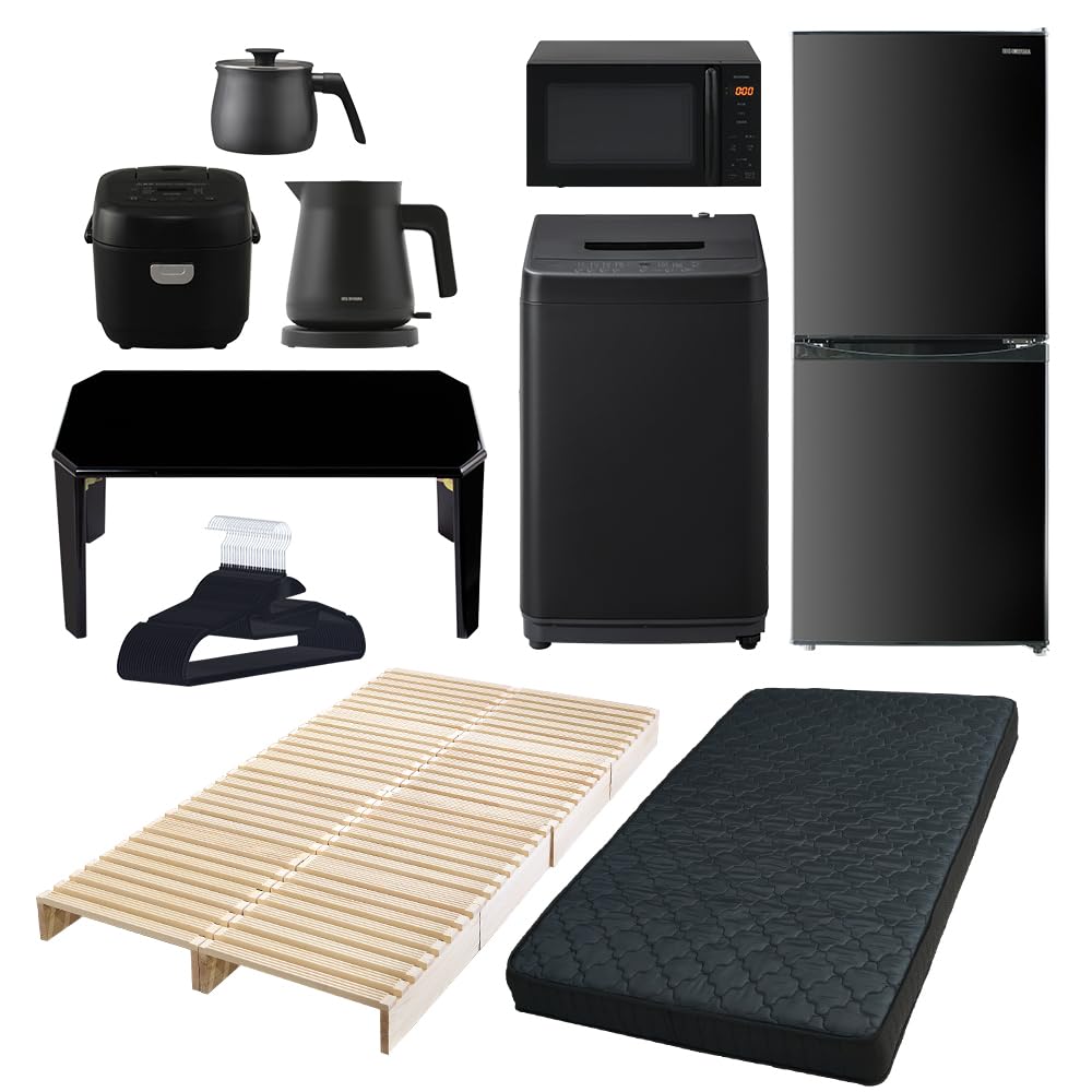 Amazon.co.jp: アイリスオーヤマ 新生活セット10点セット 洗濯機6kg 黒 