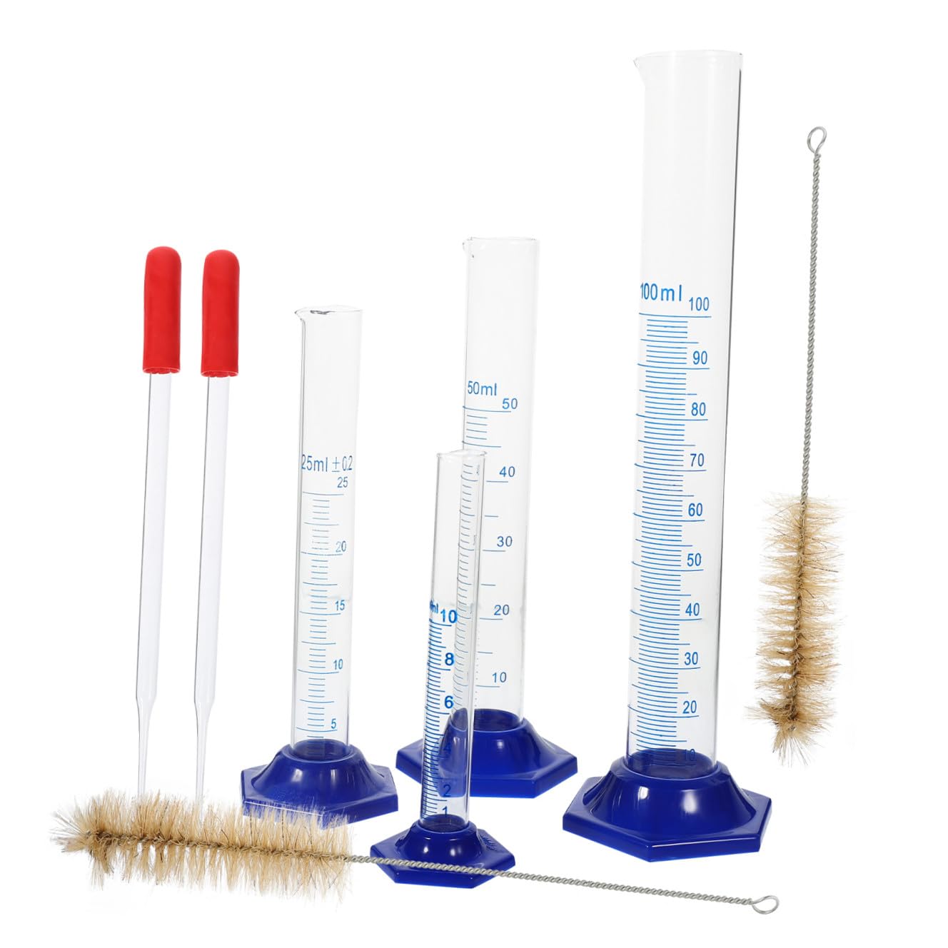 SOLUSTRE 2sätze Messzylinder Set Pipette Und Reinigungsbürsten Graduierte Zylinder Für Präzise Flüssigkeitsmessung Im Labor Und
