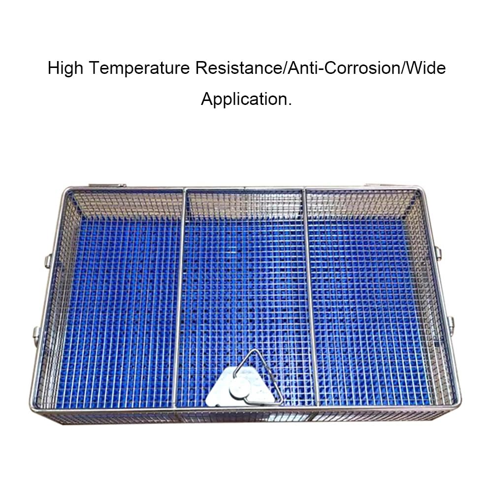 Cestas médicas de esterilización de instrumentos de acero inoxidable 304 Cestas perforadas de malla Caja de bandeja de autoclave de alta temperatura con tapete de silicona ( Size : 30*20*7cm )