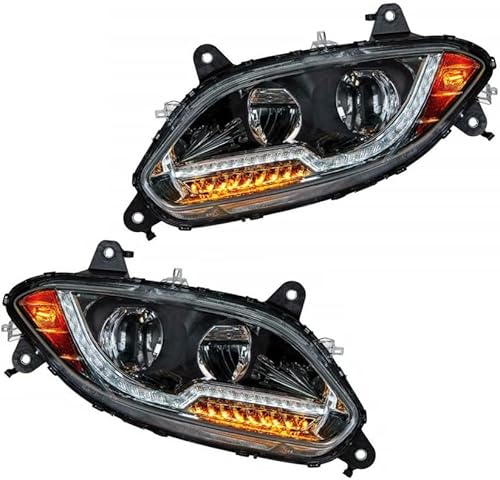 Miniatura 6 de KarParts360 Para International LT 2017 18 19 20 2021 Faro delantero del pasajero  Carcasa negra  LED  Barra de luz  Reflector ámbar  LED completo