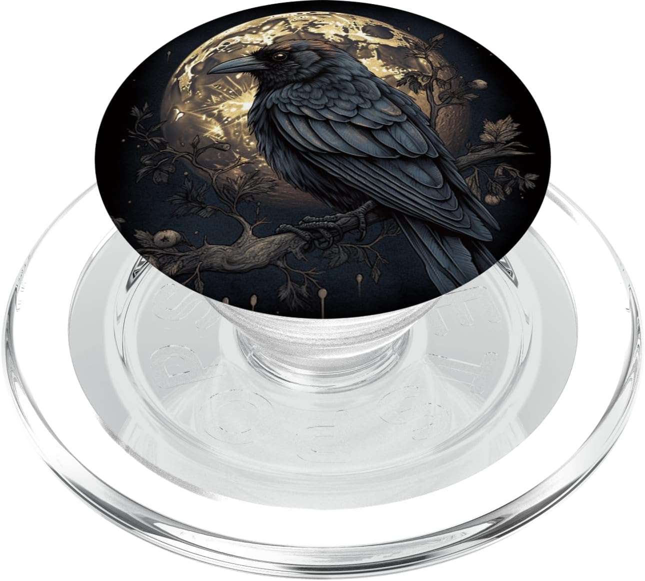 Moonlight Crow Aesthetic Moon Raven PopSockets PopWallet for MagSafe
