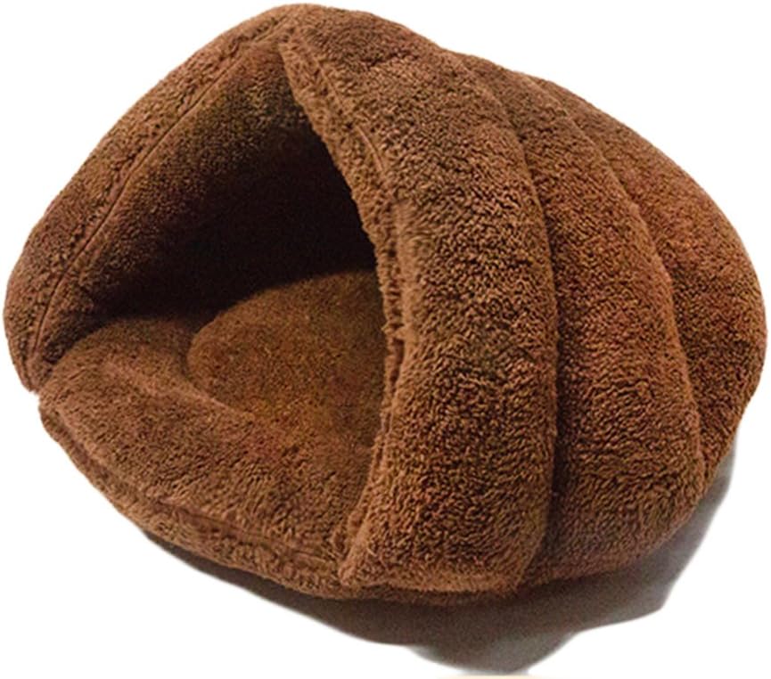 XIAOYU Winter Warm Comfortable Pet Dog(Puppy) Cat Cushion Half Covered Bed Sleeping Bag, Brown, M
