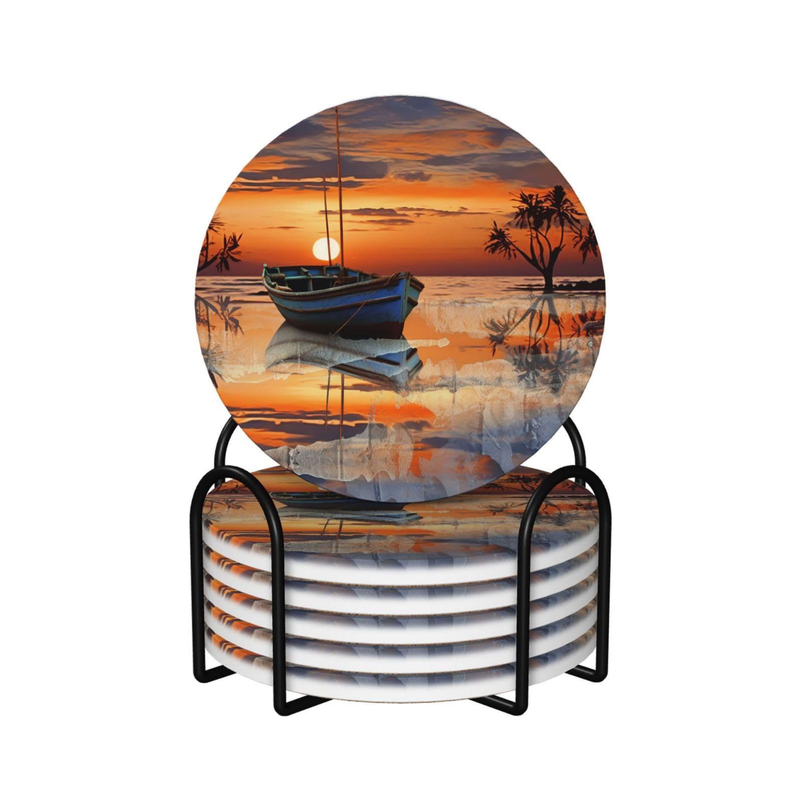 Dessous de verre céramique haut de gamme au motif coucher de soleil