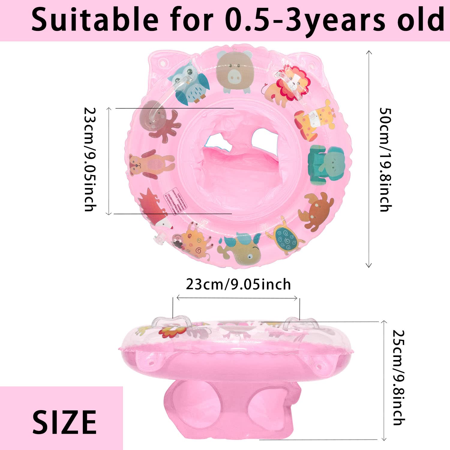 KEELYY Salvagente per Bambini, Salvagente Mutandina Neonato, Galleggiante Neonato Piscina, Salvagente Gonfiabile per Bambini 6-36 Mesi, Rosa