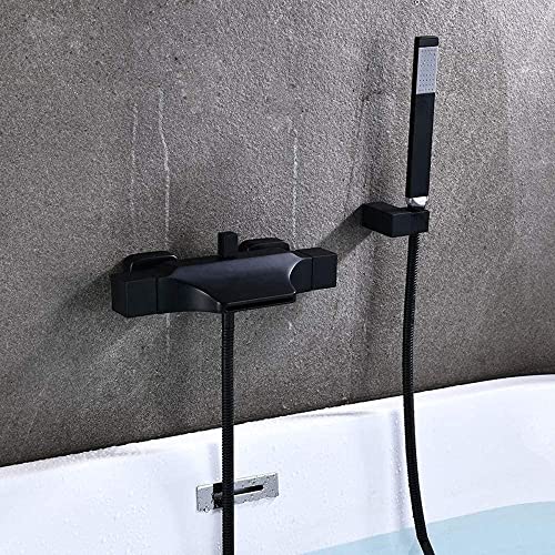Mitigeur bain douche cascade noir au design épuré à double levier avec robinets haut de gamme - 4