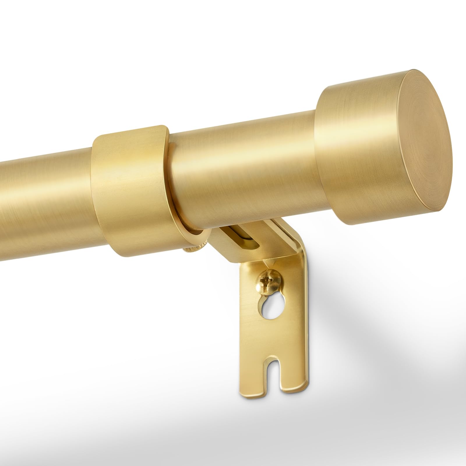 Zeerobee Curtain Rods for Windows 32 to 48, Brushed Gold Curtain Rod, Adjustable 1 Inch Heavy Duty Outdoor/Indoor Modern Drapery Pole, 32"-48"