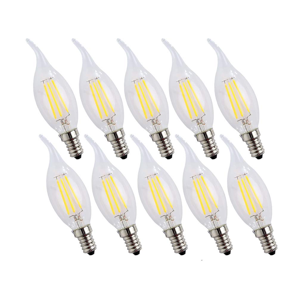 Ampoules LED E14 Bougie Flamme Lumière 4W 400 LM 6500K Blanc Froid 40W Équivalent à Incandescence Non Dimmable 10-Pack
