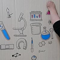 Vista 5 de BIBITIME Calcomanías de pared de laboratorio de ciencias al por mayor, calcomanías de vinilo para herramientas de elementos químicos para aula