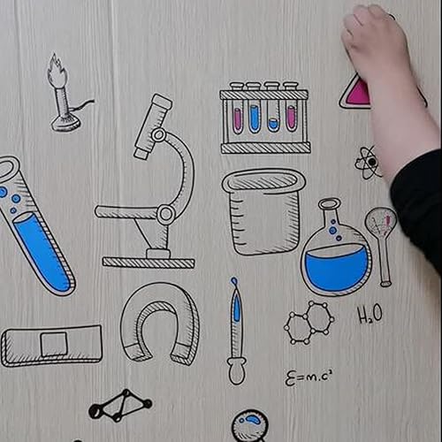 Miniatura 5 de BIBITIME Calcomanías de pared de laboratorio de ciencias al por mayor, calcomanías de vinilo para herramientas de elementos químicos para aula,