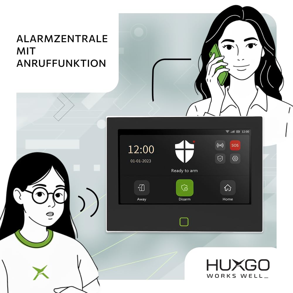 Kabellose alarmanlage Haus, Garage WLAN + GSM 4G | Sicherheitssystem Funk kit HXA700 mit 9X PIR-Sensoren, 9X Tür- & Fenstersensoren | DIY-Montage & integrierte Sirene – Wohnmobil Alarmanlage