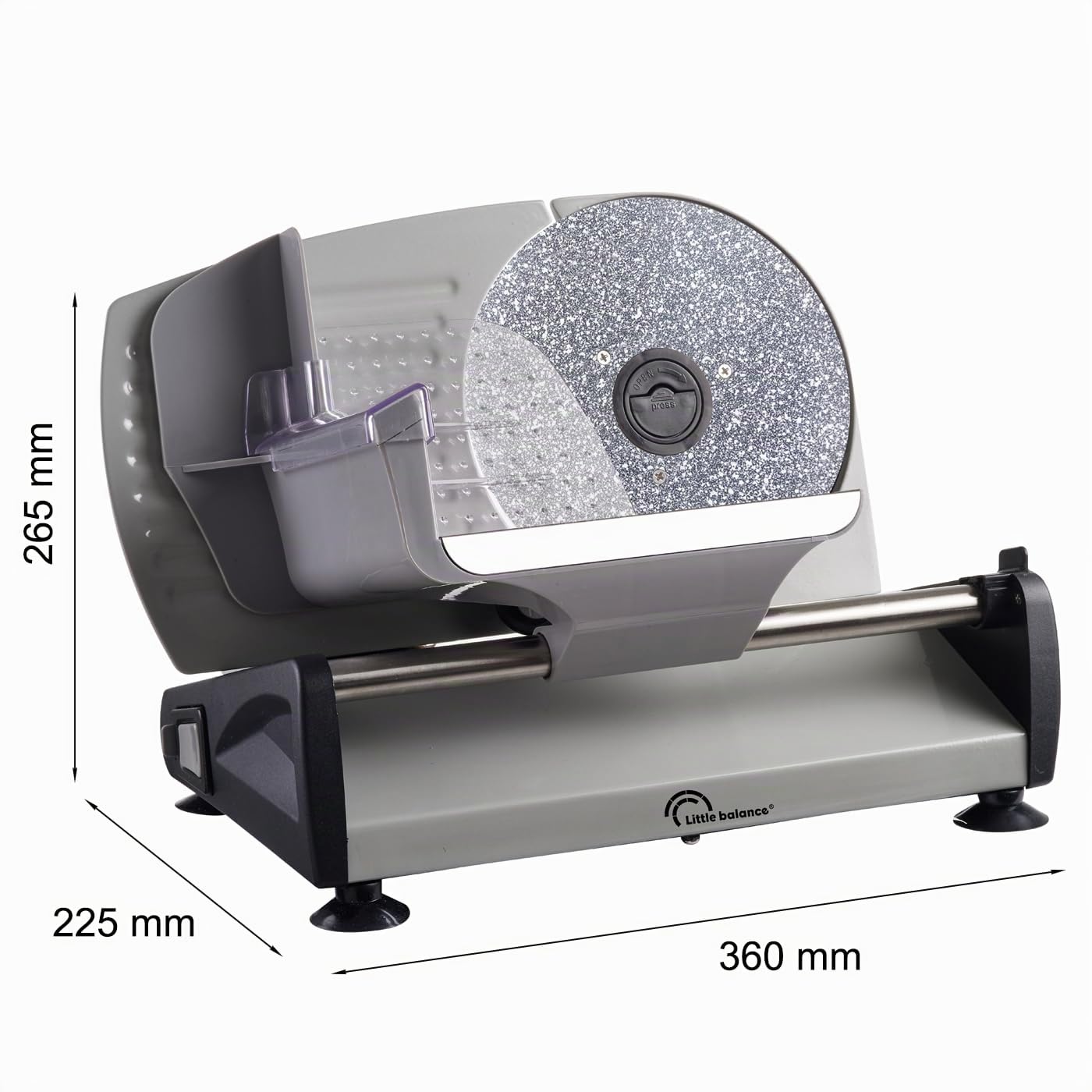 LITTLE BALANCE 8702 Easy Cut Céramique, Trancheuse électrique, Trancheuse à Jambon, Lames acier inoxydable, Epaisseur réglable 0-15 mm, Pour trancher viandes, charcuterie, poissons, fromages, 200 W