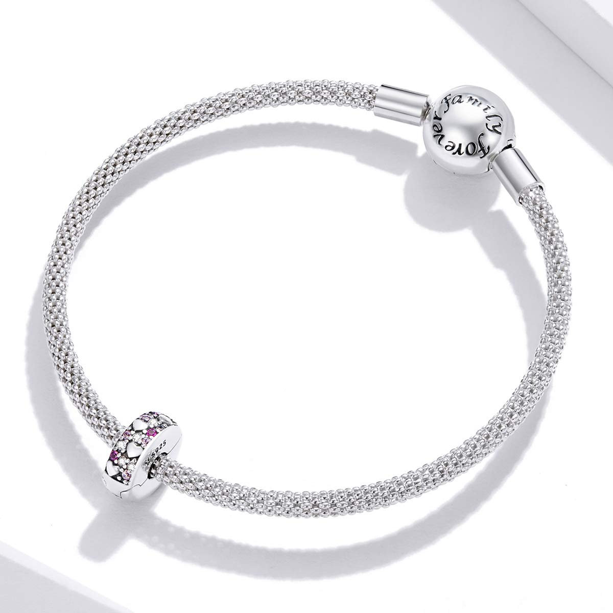 Charms con tapón para collar y pulsera Pandora, Charms de corazón de plata con clip Love Charm
