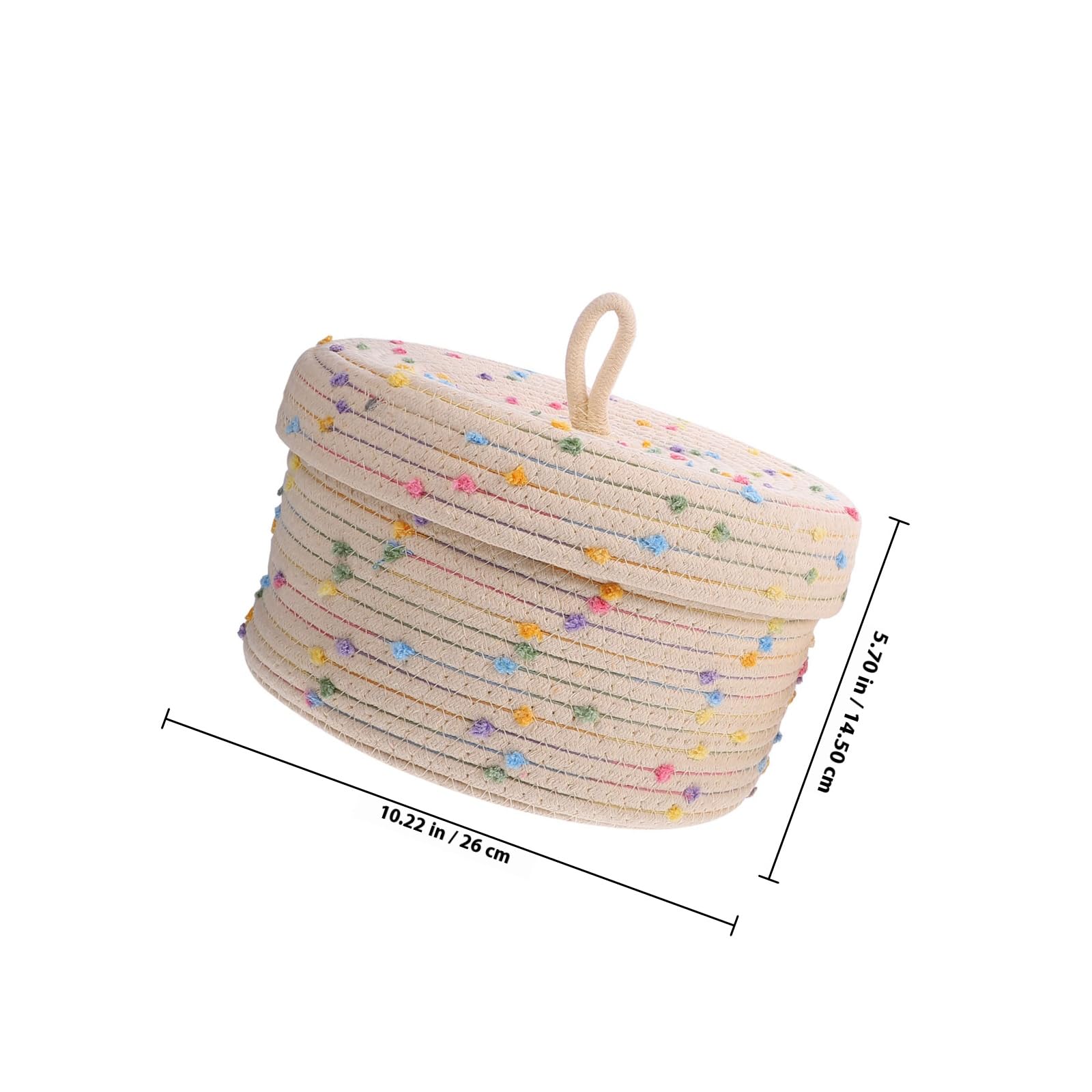 Cestino Porta Giochi Intrecciato in Corda di Cotone, Set 2 Pezzi Coperchio, Contenitori Portaoggetti Semplici e Funzionali per Organizzare Snack e Giocattoli