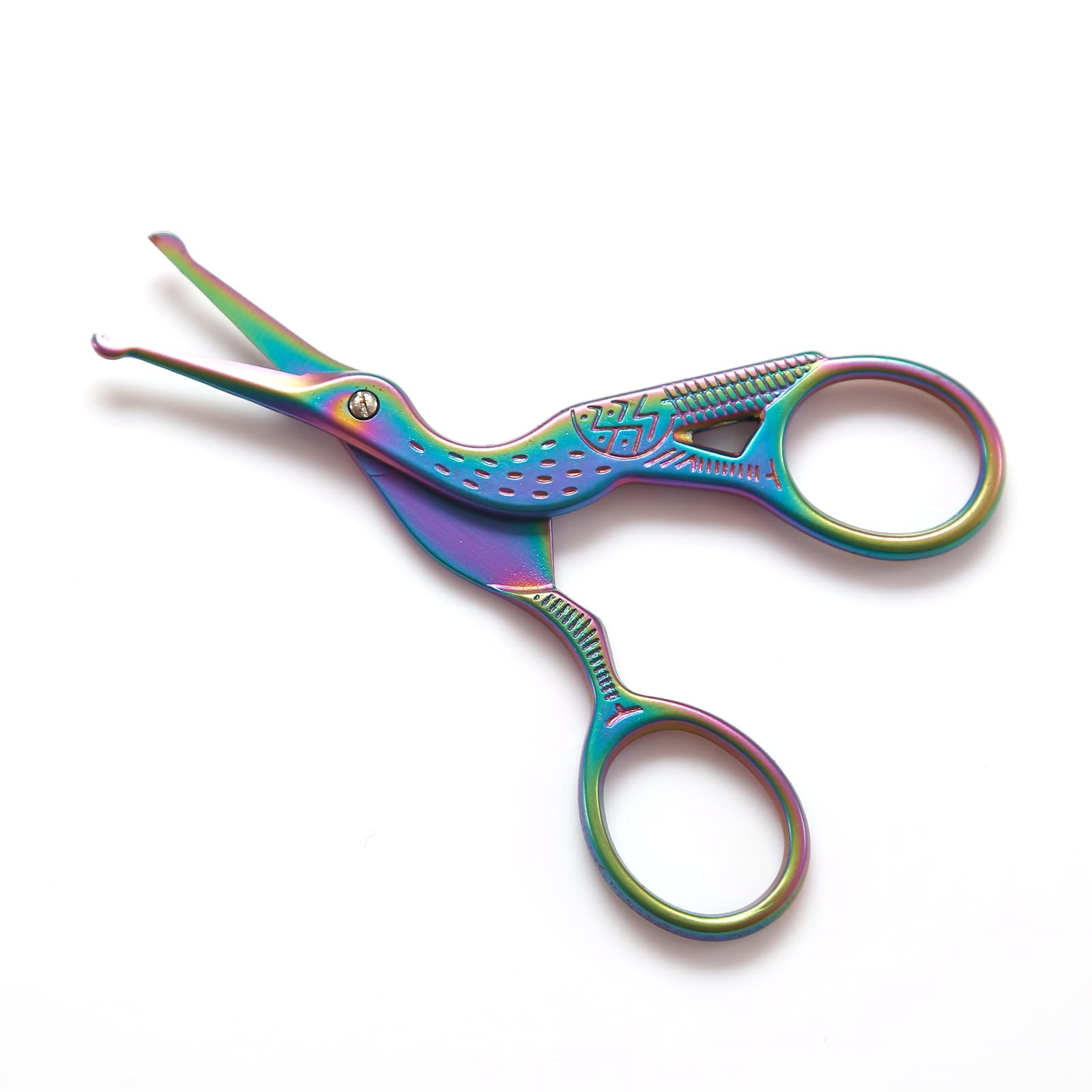Forbici per capelli da naso con punta arrotondata, forbici per capelli per sopracciglia, peli del viso, baffi, ciglia, barba (arcobaleno)