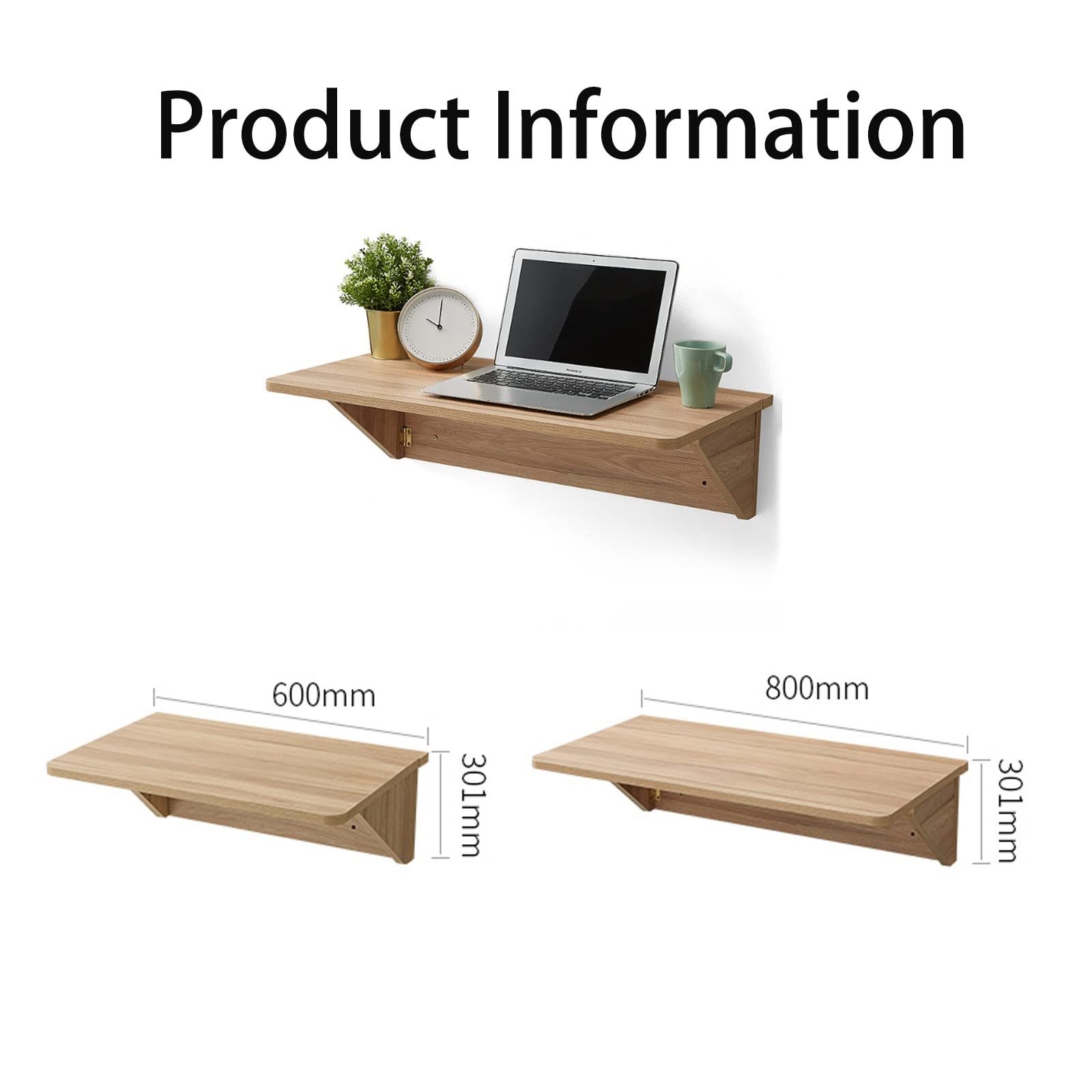 JCPQDWTD Floating Wall Mounted Foldable Laptop Desk Space Saving Work Table for Kitchen Study B Bathroom Balcony and Office
