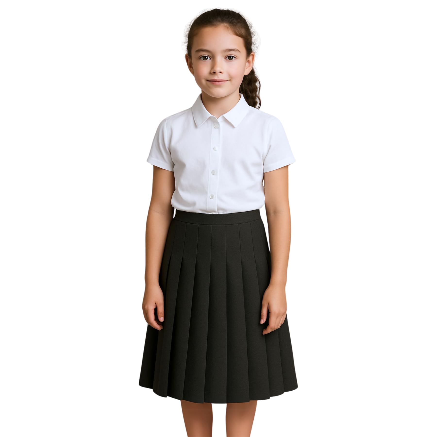Gonna scolastica per ragazze, confezione da 2, tinta unita, con bottoni sul retro, gonna a pieghe per uniforme scolastica, gonna a pieghe da donna, gonna lunga al ginocchio, gonna estiva