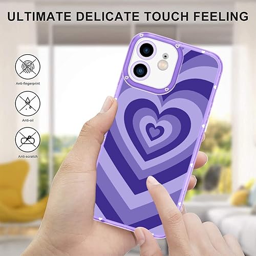 Miniatura 2 de OOK Funda rígida para iPhone 12, iPhone 12 Pro, protección de absorción de golpes, con diseño de corazón marrón, banda de rodadura antideslizante,