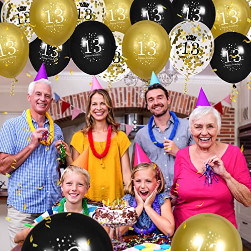 Image of 13th Birthday Balloons for Boys, 15 Pcs Black Gold Happy 13th Birthday Balloons, Black Gold 13th Birthday Party Decorations Balloons for Boys Girls 13th Birthday Decor