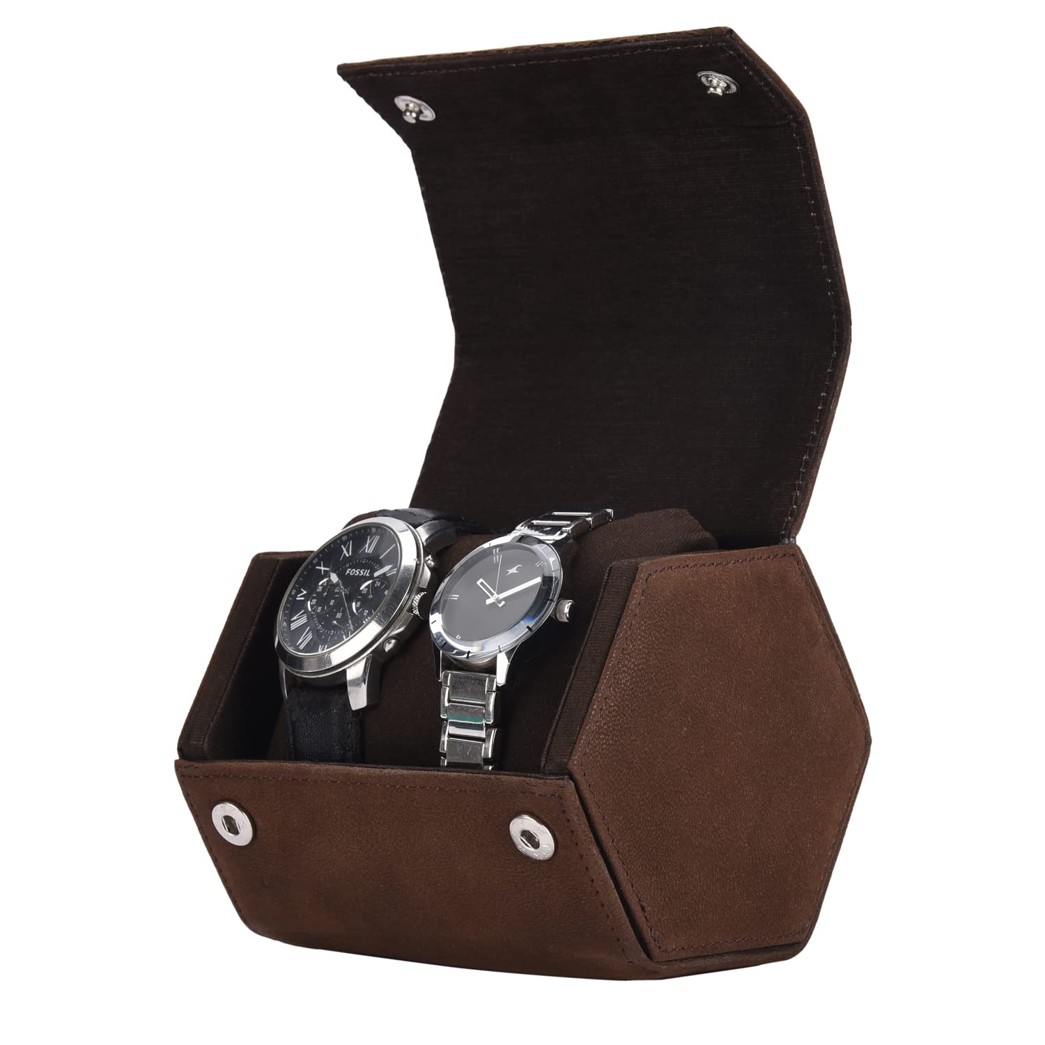essart Sarvika PU Leather 2 Slot Watch Keeping Box For Men & Women | Watch Organizer Round Case | Watch Holder Pouch For Travel With Lock And Cushion -WR-1032-Suede-Brown (B0BSNPL1X8) Amazon Price History, Amazon Price Tracker