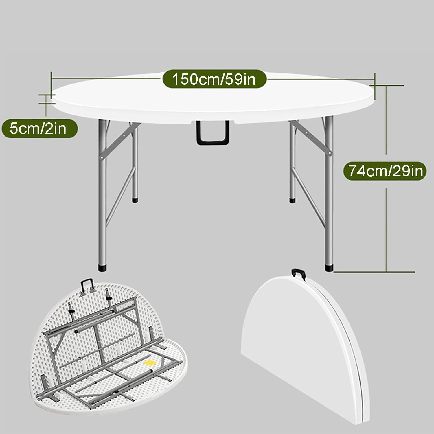 Table pliante portable avec support en métal et poignée, capacité de charge de 300 kg pour pique-nique, camping, barbecue et hayon – Design léger