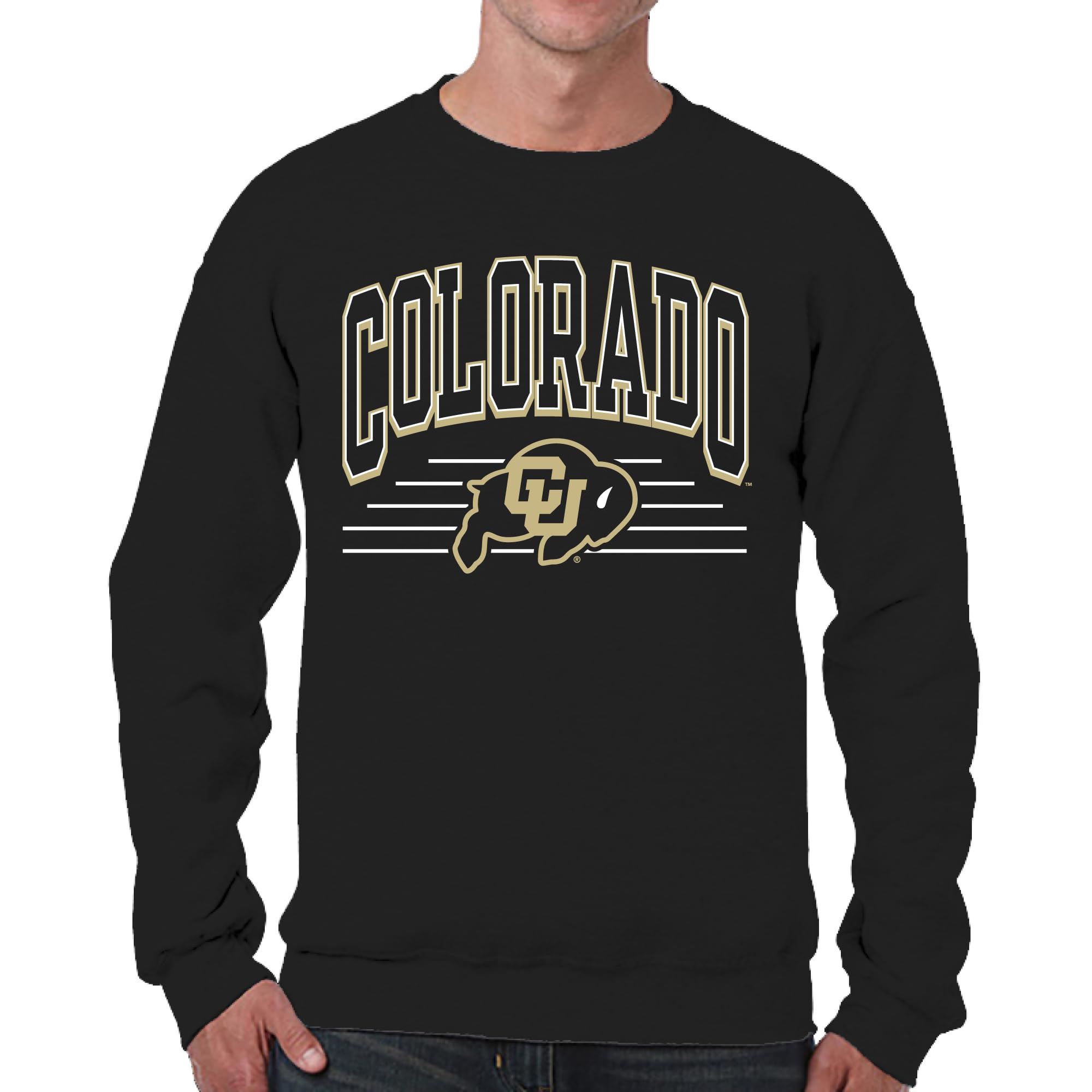 Campus Colors NCAA Adult Unisex Overtime Classics Crewneck Fleece Sweatshirt, Cozy Cotton Poly Blend, Timeless Design, Black, Large โ image 1