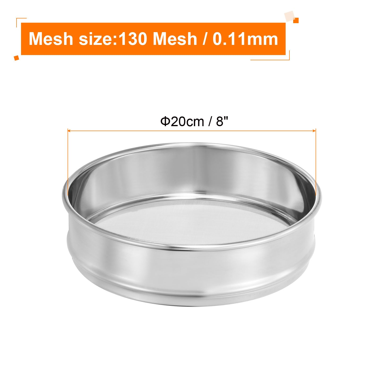 PATIKIL Tamiz De Laboratorio De 130 Mallas, Tamiz De Prueba De 8" De Diámetro Tela De Alambre De Acero Inoxidable 304 (0.11mm) Para Laboratorio Industrial