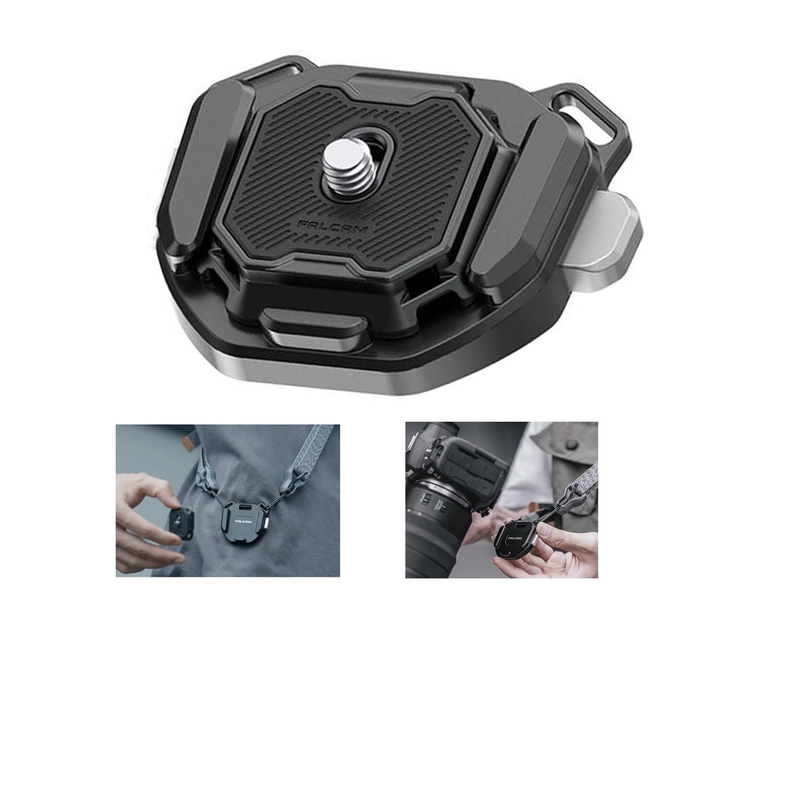 EACHSHOT Clip de Mochila de liberación rápida FALCAM F38 con Kit de Placa, Clip de cámara de Captura para cámara a Correa de Hombro -3142 V2 actualizado | Clip de cámara para cámara a correa de hombro -3142 V2 actualizado