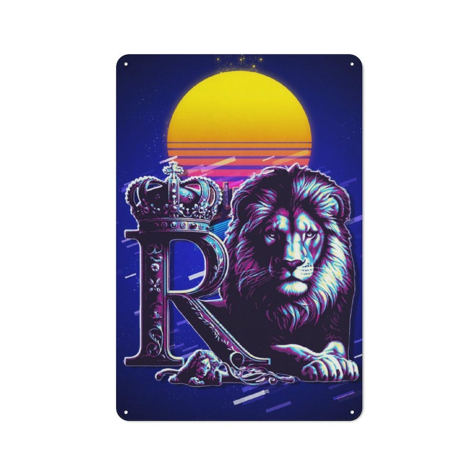 Junmoney Lion Retro Art Rustic Tin Sign 30X20cm Featuring For Bar Or Restaurant, A Housewarming Gift For Bar Decor Enthusiasts