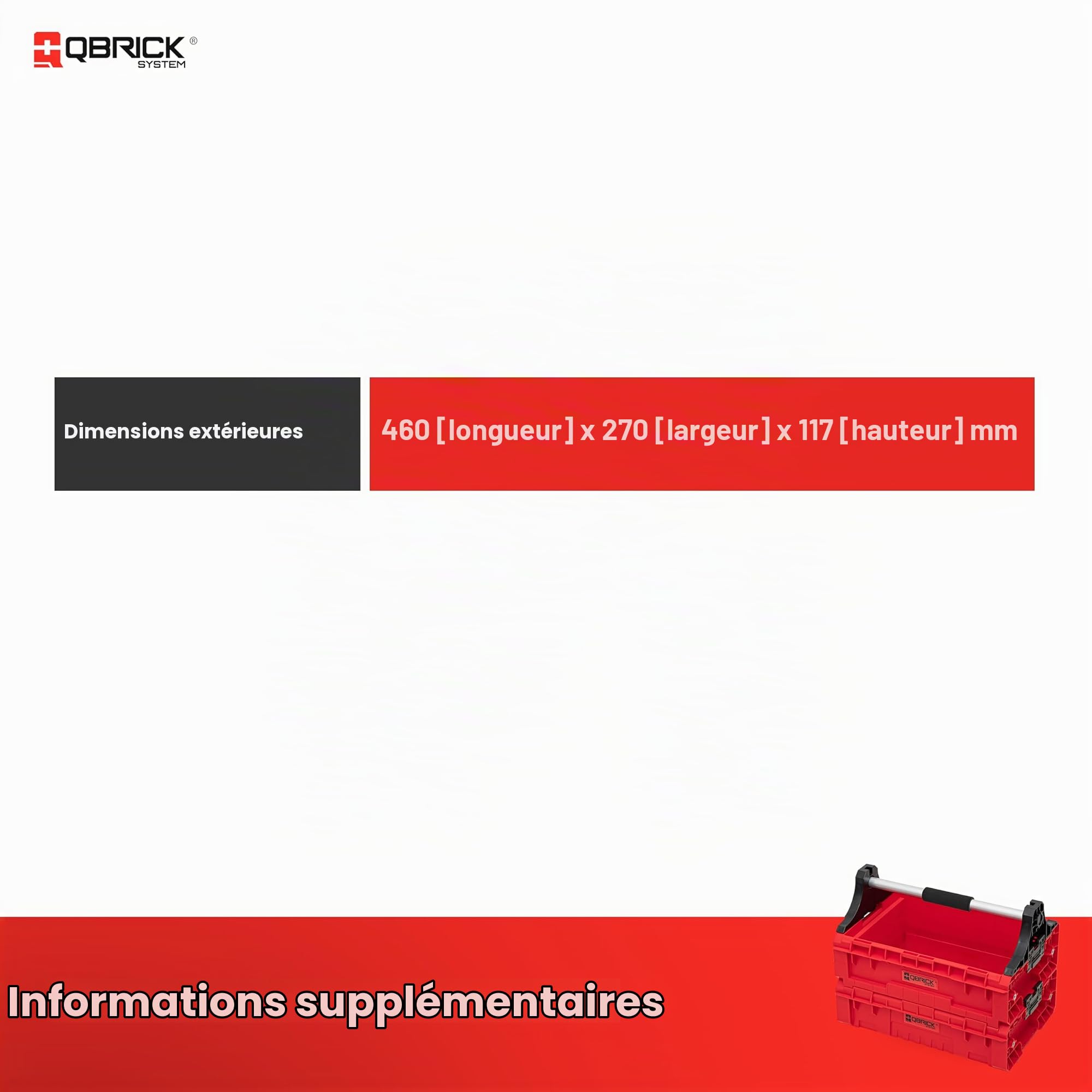 QBRICK SYSTEM Boîte D'Extension De Module De Boîtier De 3 Pièces PRO SET Modular Tray RED Ultra HD Rouge 465 x 320 x 270 mm