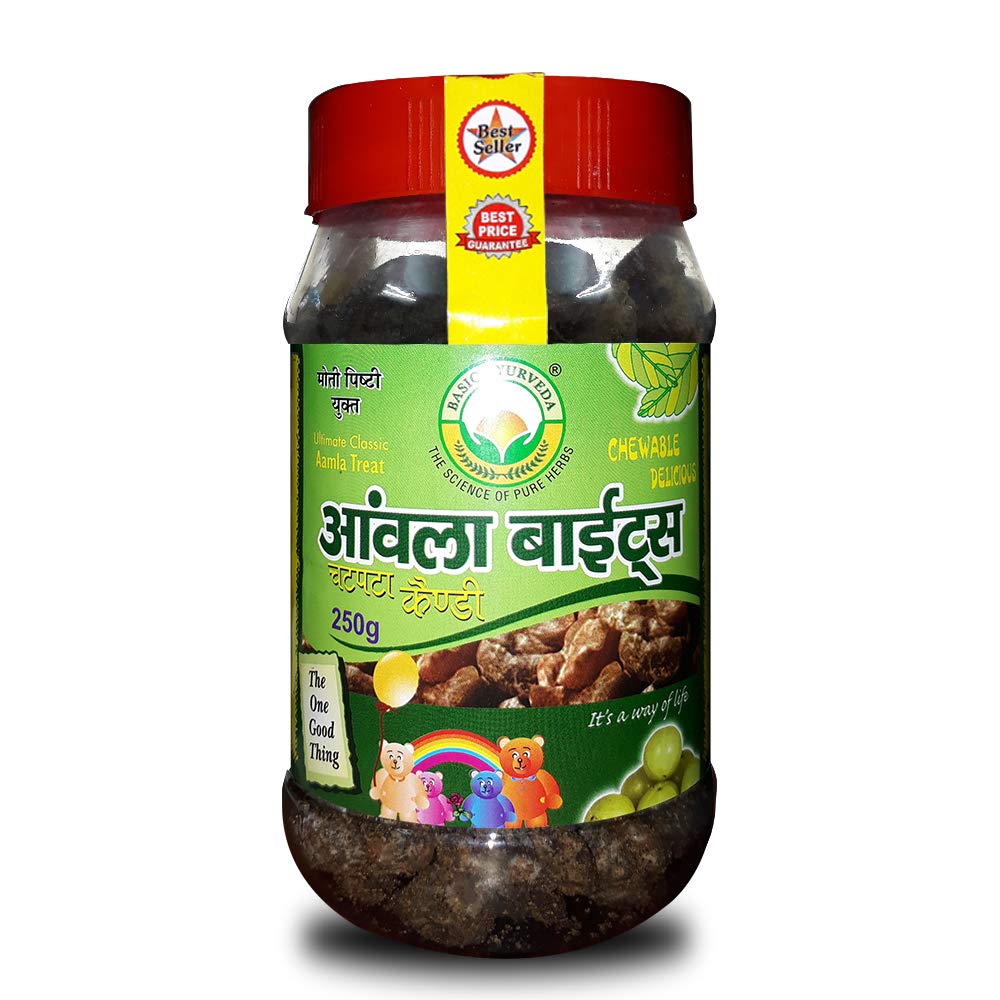 Basic Ayurveda Amla Bite Candy Chatpata (250 Gram) Pack Of 3 | Hair | Skin | Weight management | builds immunity
