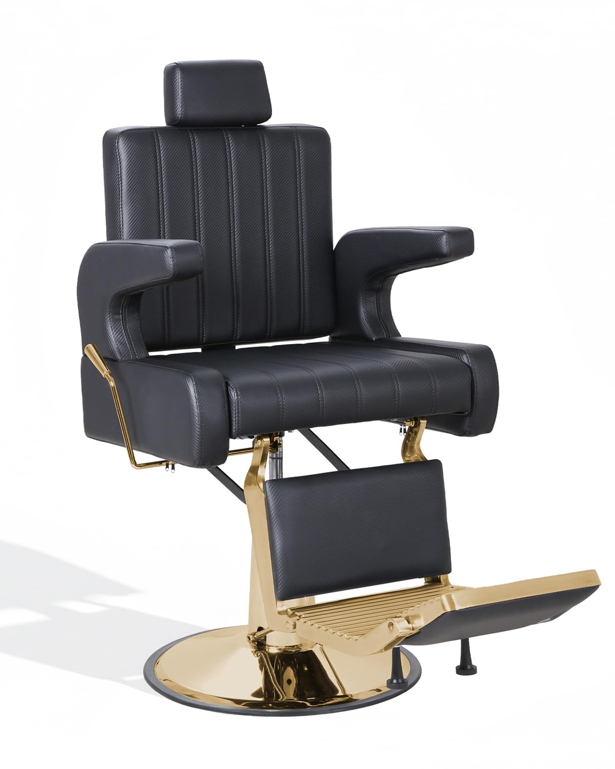 Salon Barber Chair for Hair Stylist, Reclining Beauty Chair with Heavy Duty Hydraulic Pump, 360° Swivel Hair Styling Chair for Barbershop Beauty Spa Salon Home (Black & Gold, Standard)