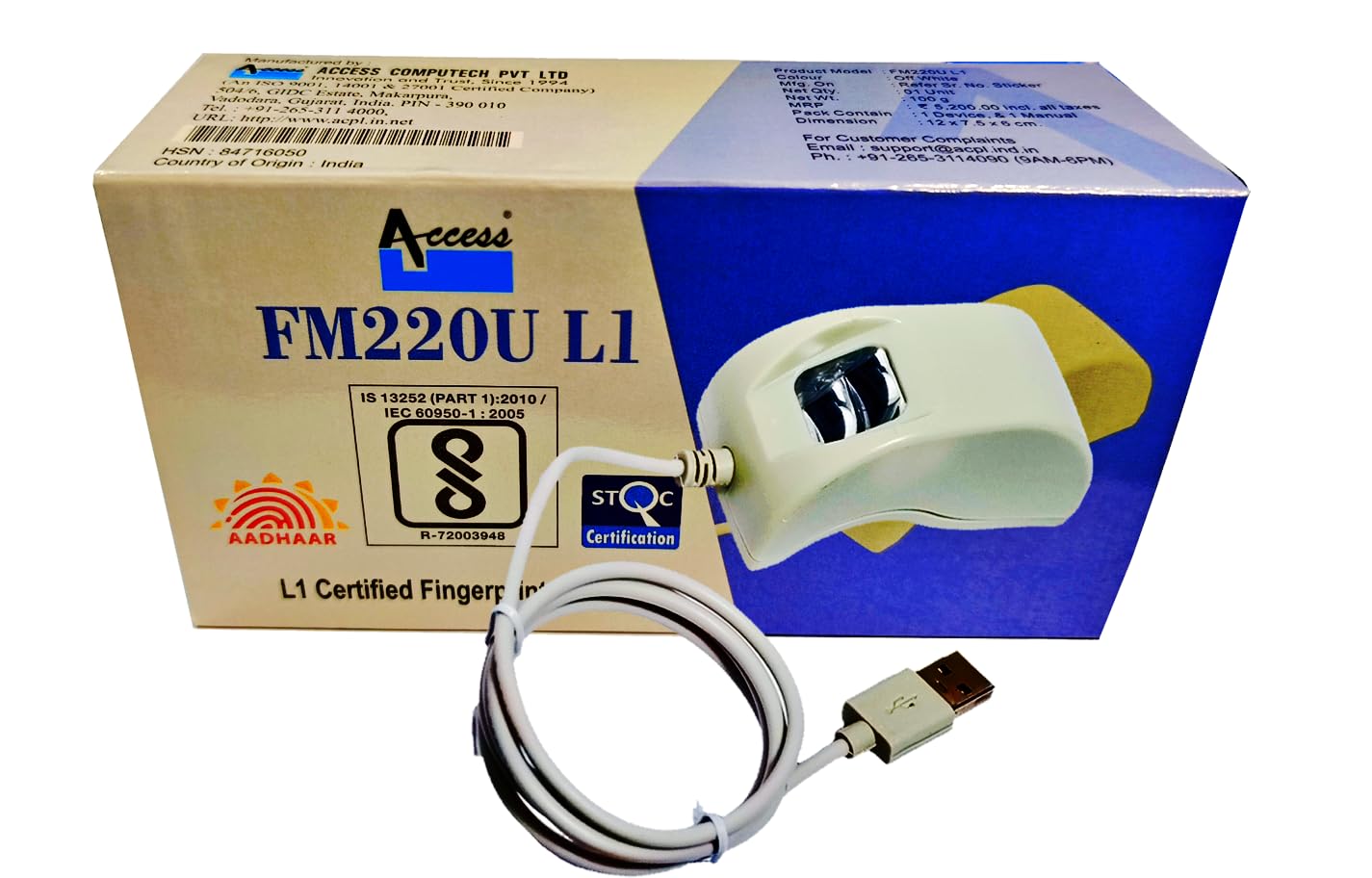 fm220u l1 uidai certified usb optical biometric scanner with rd service
