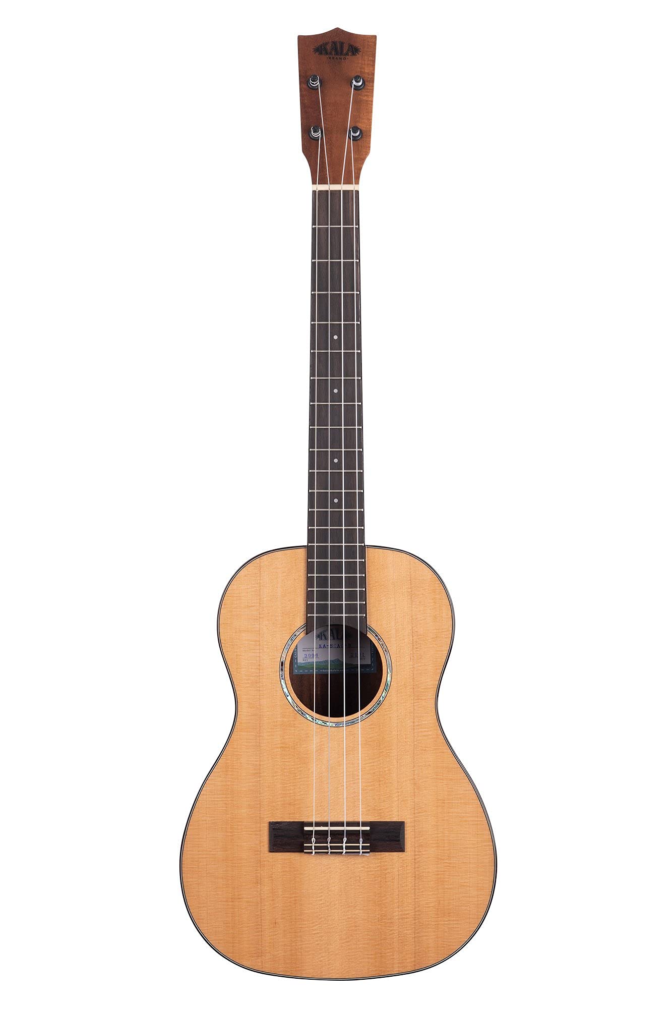 Kala Brand Music Co. Solid Cedar Top Acacia, 4-String Ukulele, Right, Natural, Baritone (KA-SCAC-B) - Image 2