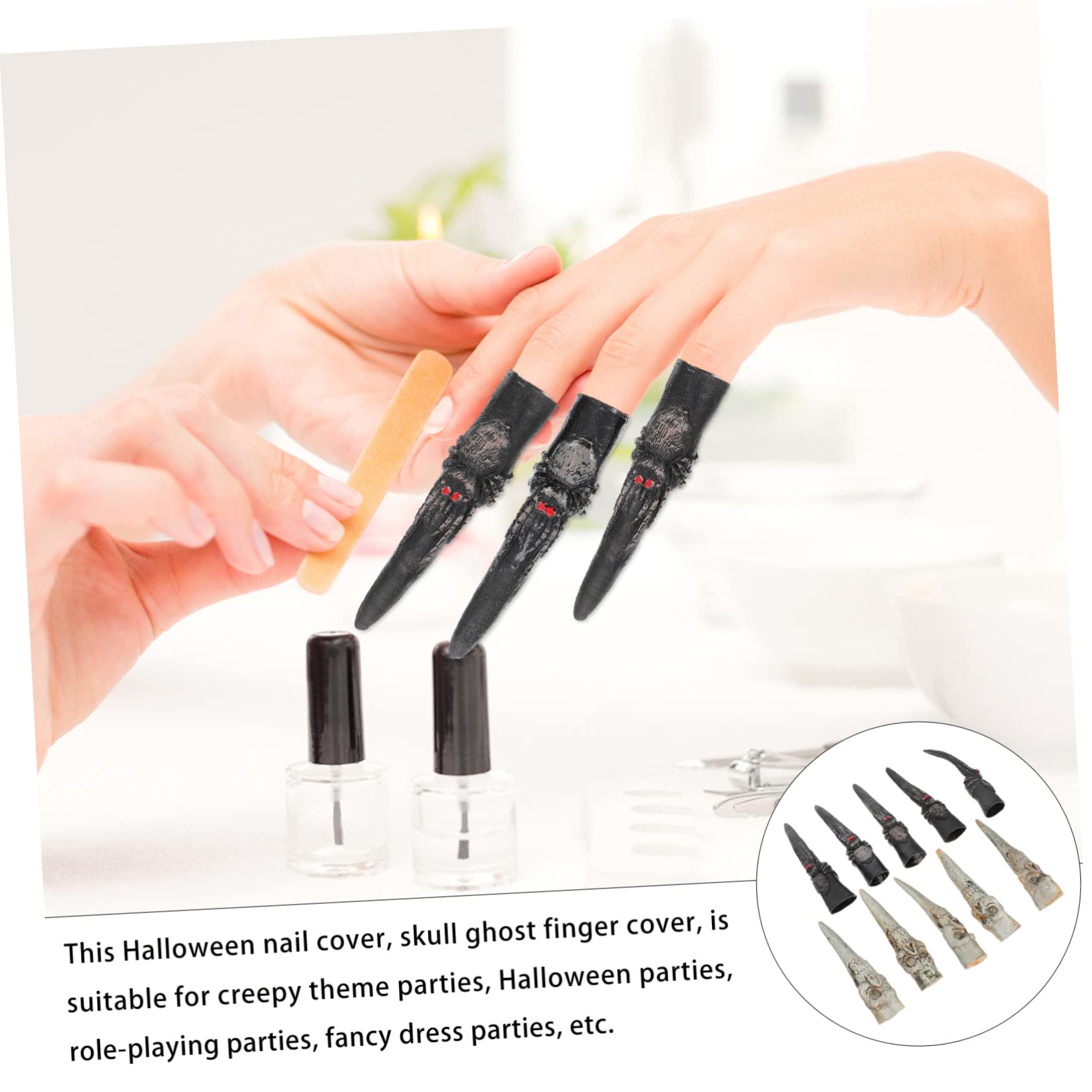 Healeved 4 Set Di Comode Unghie Finte Da Strega Di Halloween Adesivi Per Unghie Per Feste 10 Pezzi * 4
