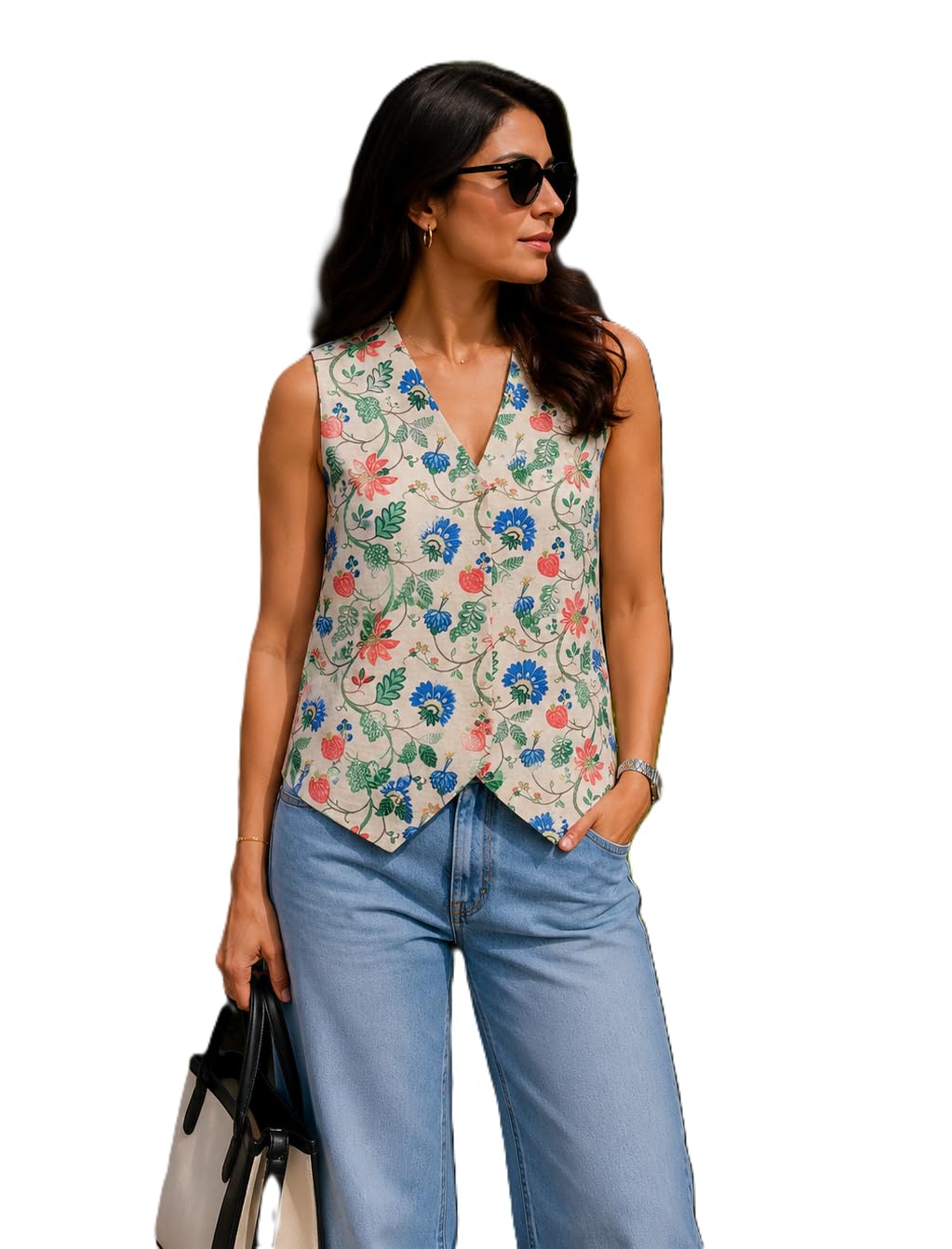 Women's Garden Bloom Sleeveless Waistcoat-image-29
