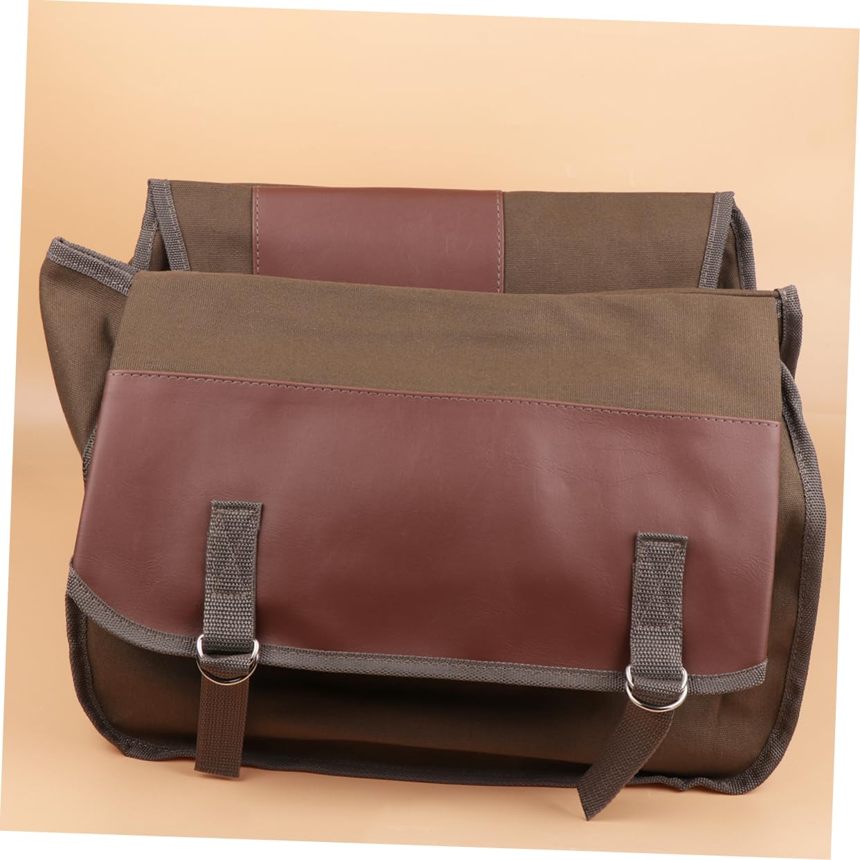 SUPVOX Borsa Posteriore Bici a Doppia Tasca Canvas Khaki Maniglia | Confezione Doppia, Design Stratificato Innovativo, Capienza Ampia, per Picnic e Viaggio