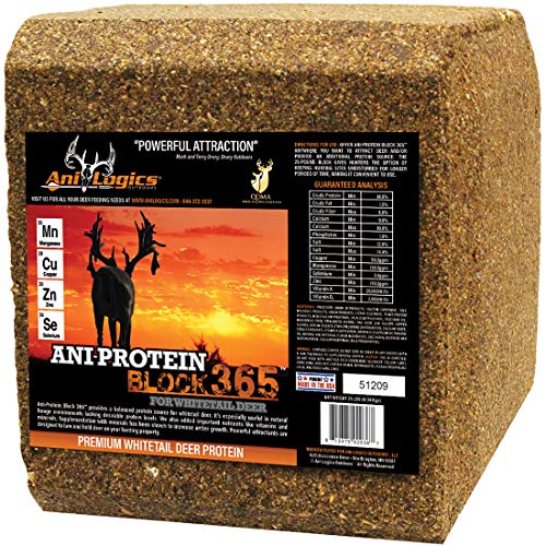 Ani-Logics Outdoors ANI-Protein Block 365 - Long-Lasting Deer Protein Block - Set-and-Forget Deer Attractant to Support Herd Health & Antler Growth - 25 lb